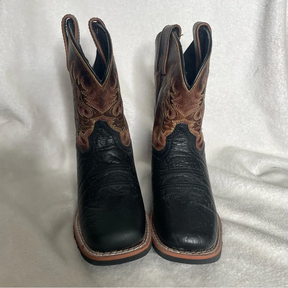 NWOT Dan Post Boy’s Little River Western Boots Size 11 D‎ Black/Rust Brown Boots